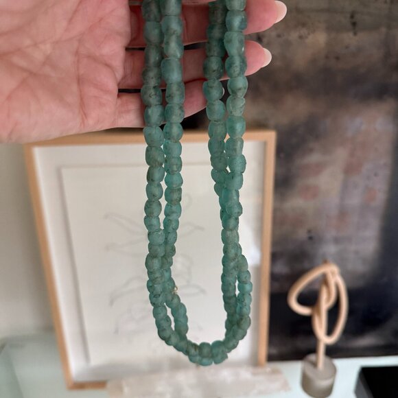 N/A Jewelry - Light Teal Recycled Round Glass Beads - 2 Strands